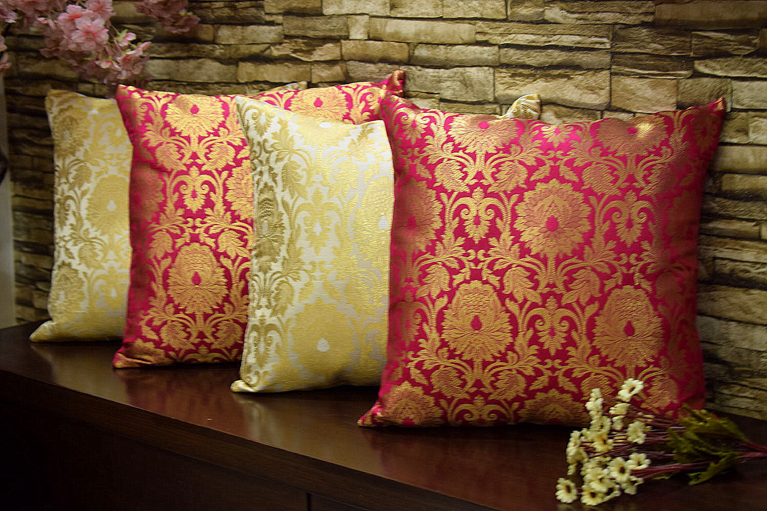 Banarsi Brocade Indian cushion covers